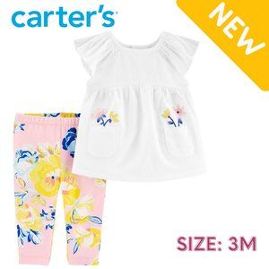 Carter's - Flutter Pocket Top & Floral Leggings